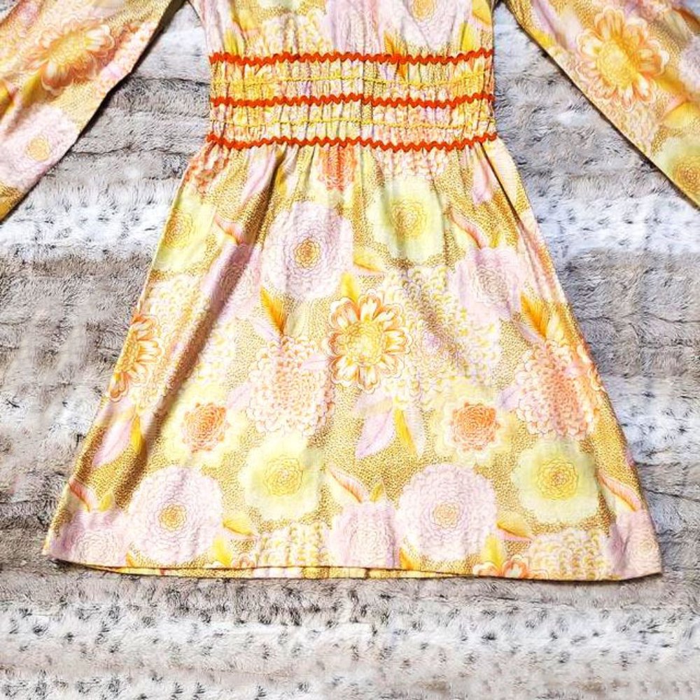 Vintage 60s/70s Mock Neck Floral Dress - Picture 4 of 7